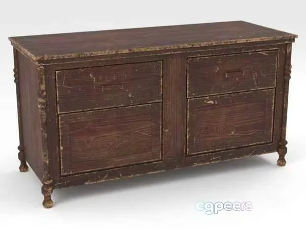 An Old Wooden Dresser 3D Model – 9715 – VRAY Render