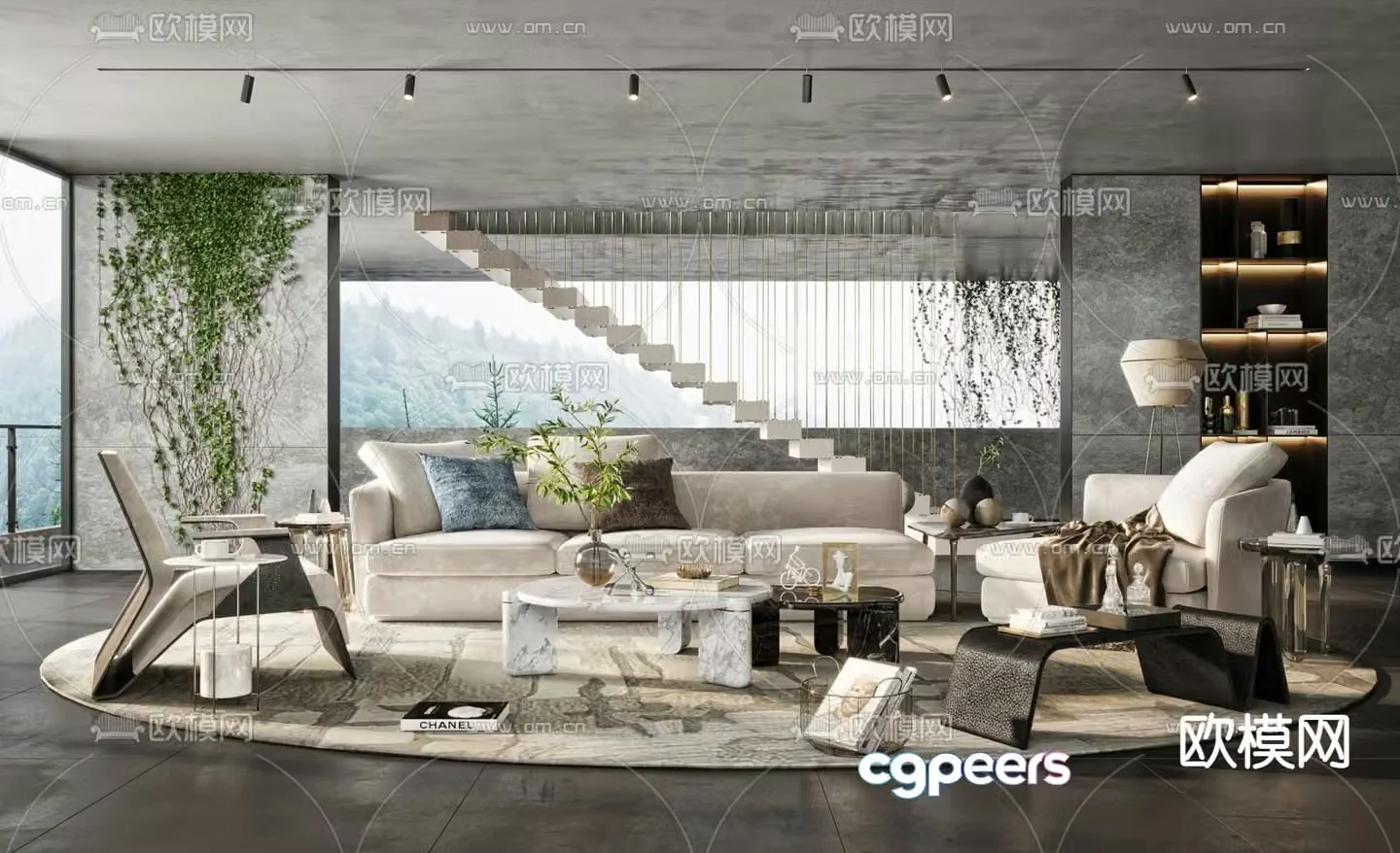 Molteni&C modern fabric sofa set 3d model