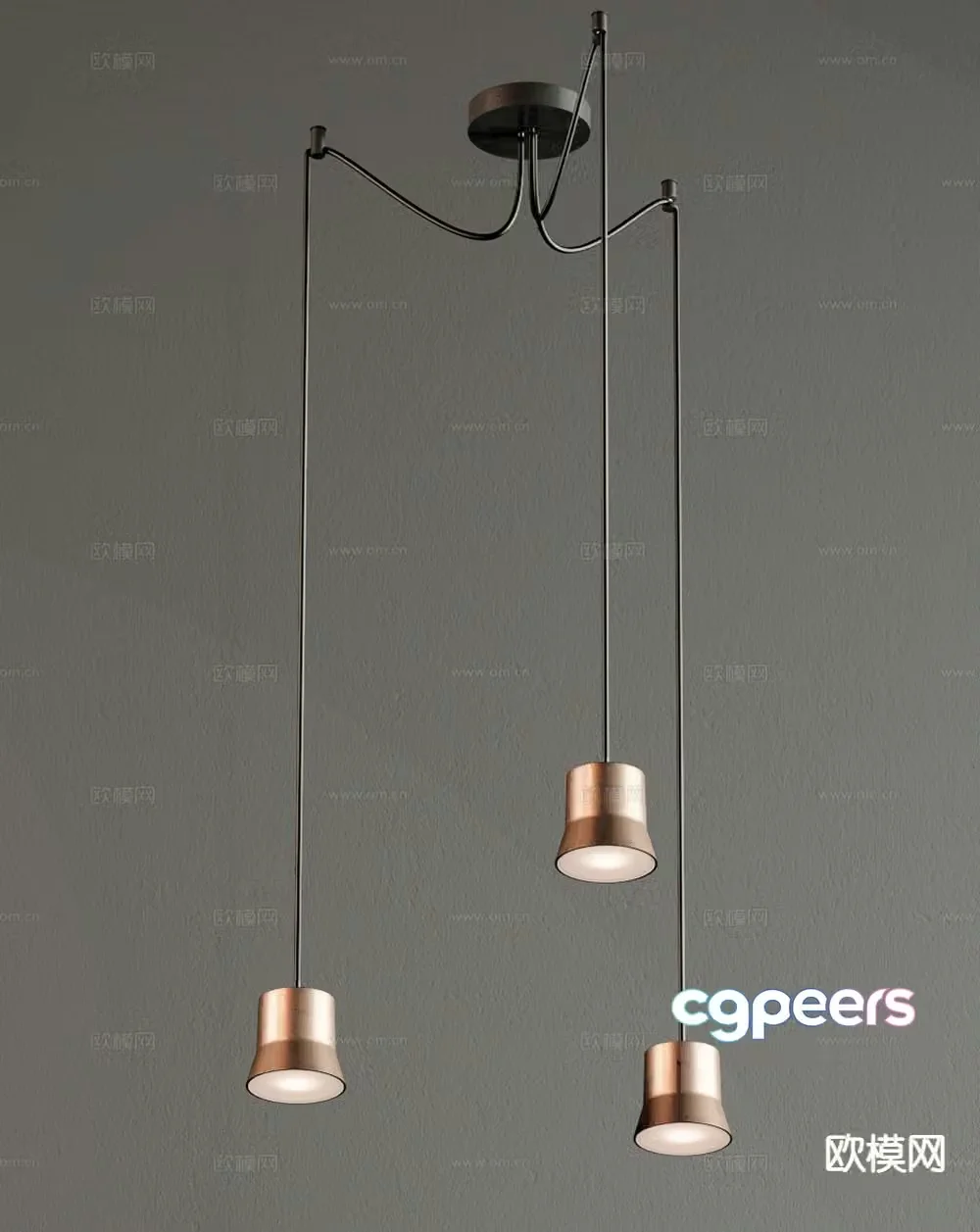 Light luxury bedside small chandelier 3D model