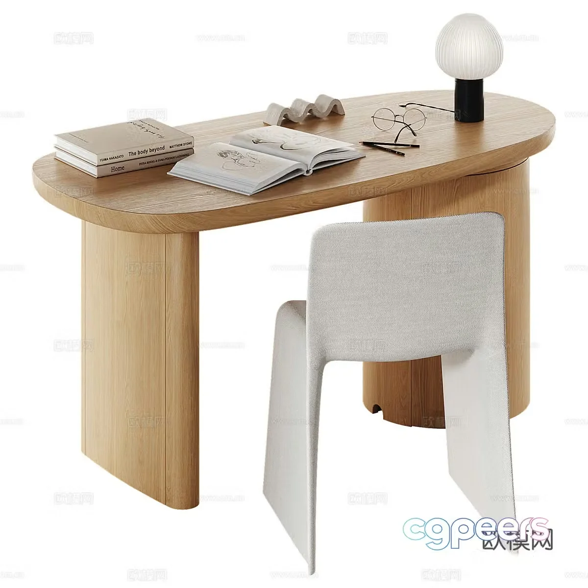 New Chinese Baarlo desk and chair 3D model