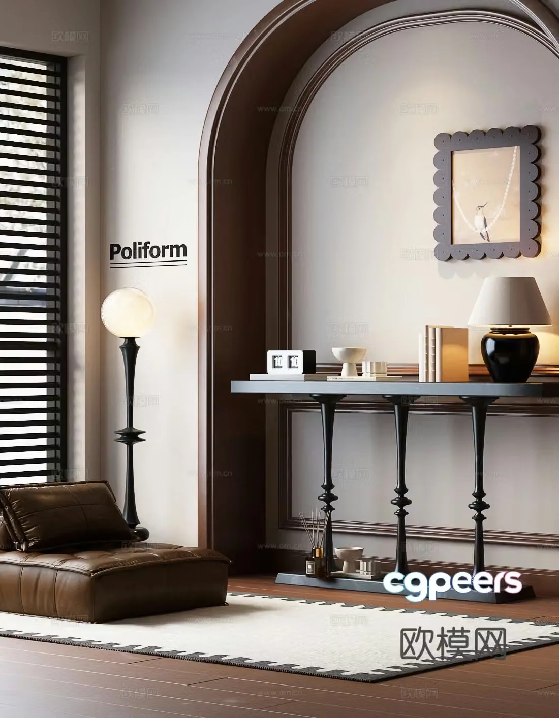 French medieval entrance cabinet Modern French entrance cabinet 3D model