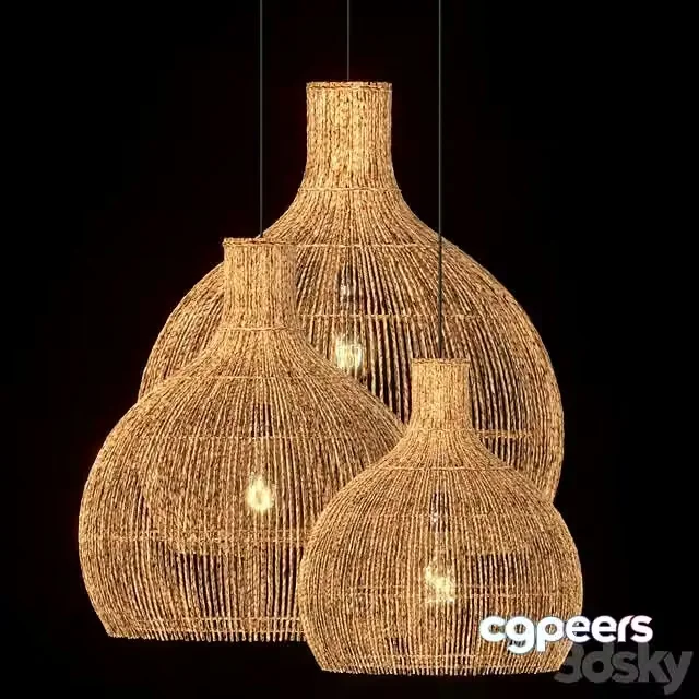 3ds Max Free – Hanging vintage rattan lamp