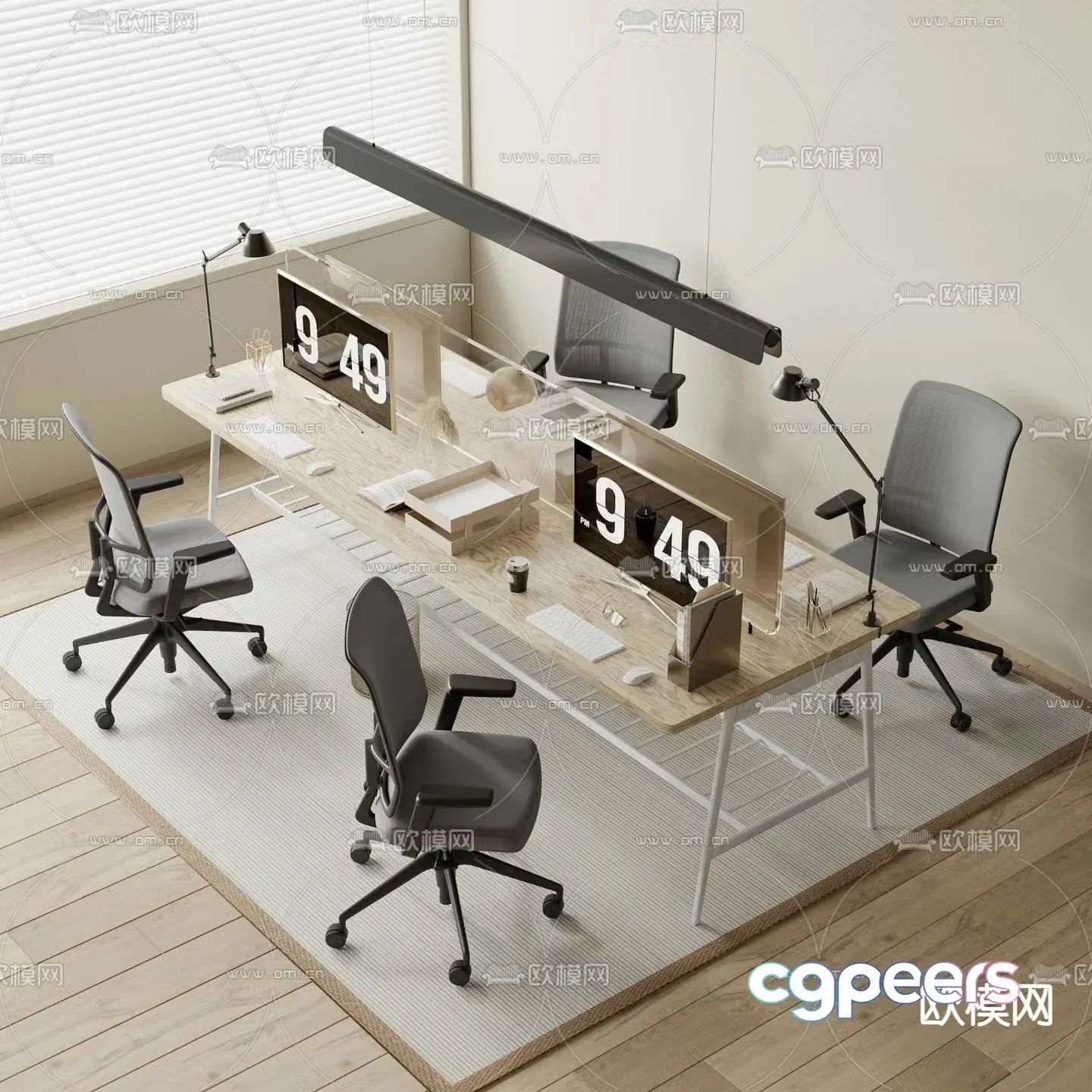 Card space desk workstation 3D model