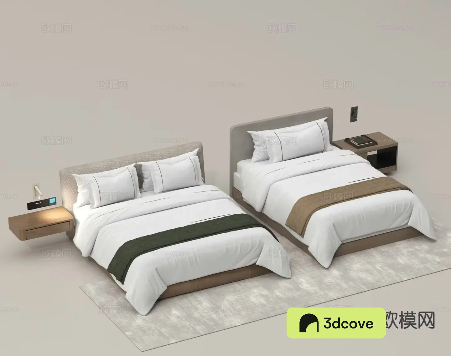 Modern hotel single bed hotel double bed