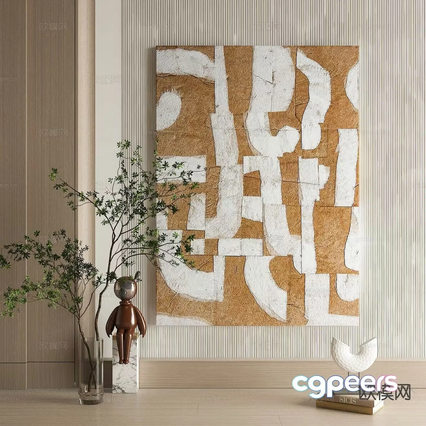 Wabi-sabi art painting texture painting decorative painting 3d model