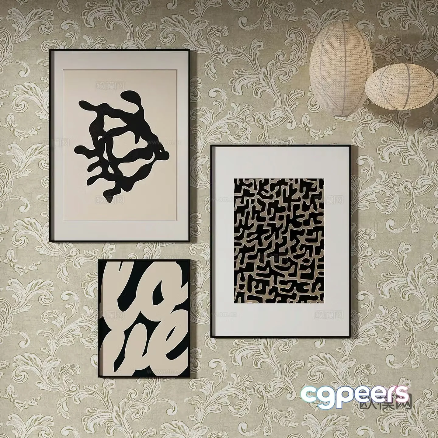 Simple European art painting decorative painting 3d model