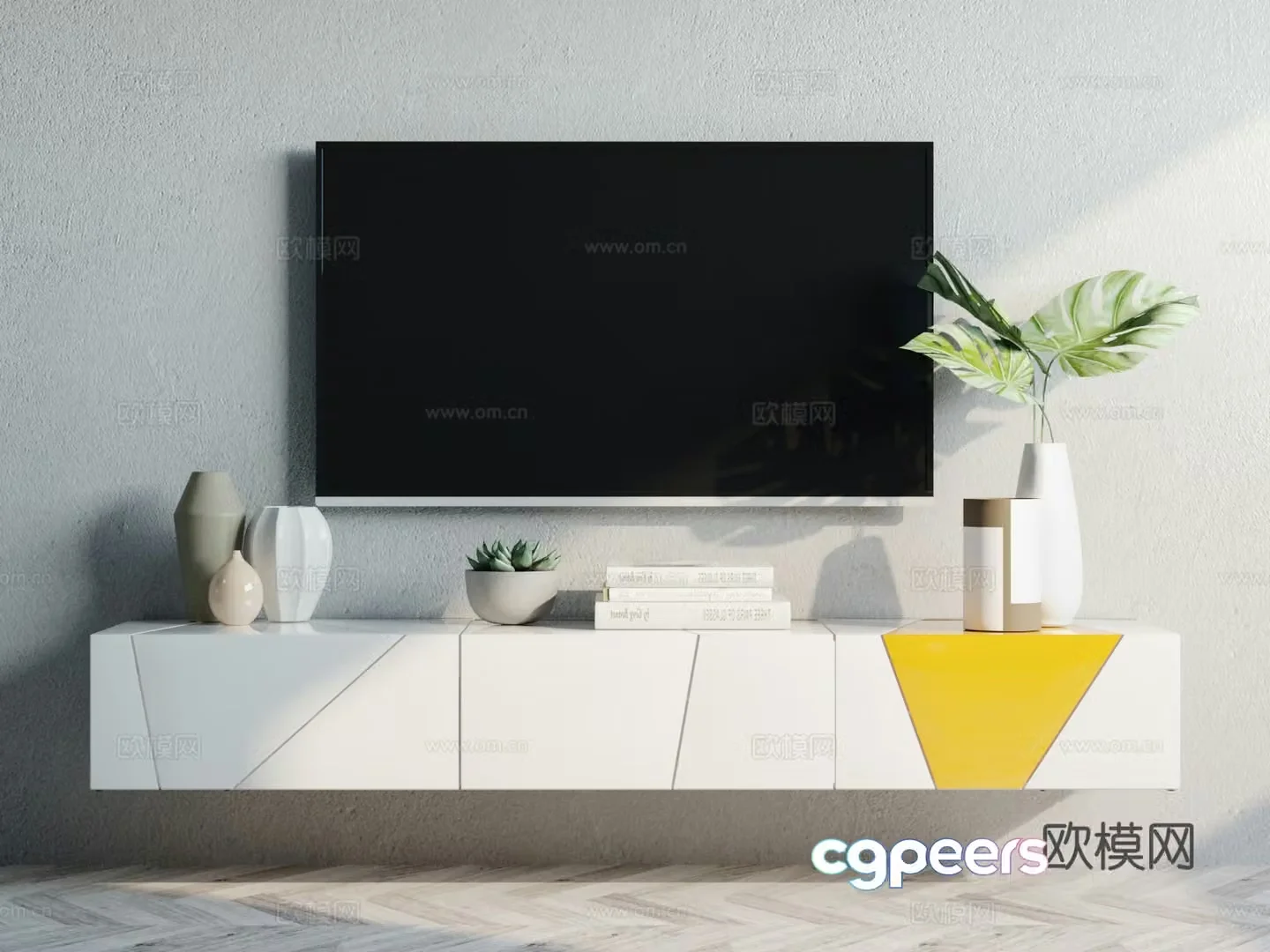 Modern minimalist TV cabinet ornament combination 3D model