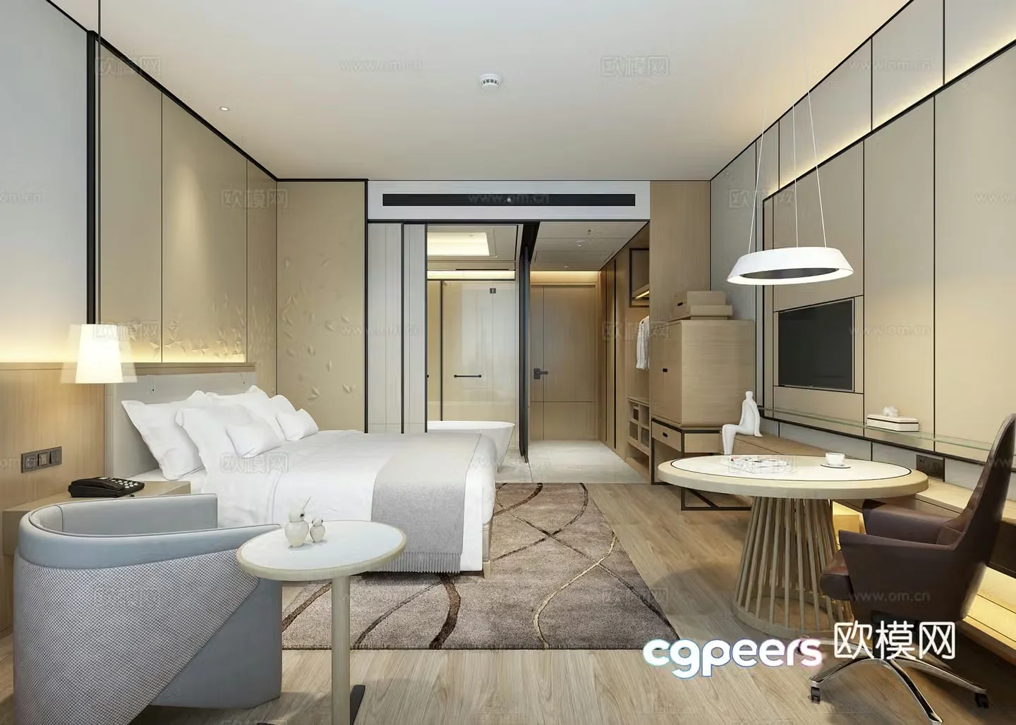 Modern hotel room standard room 3d model