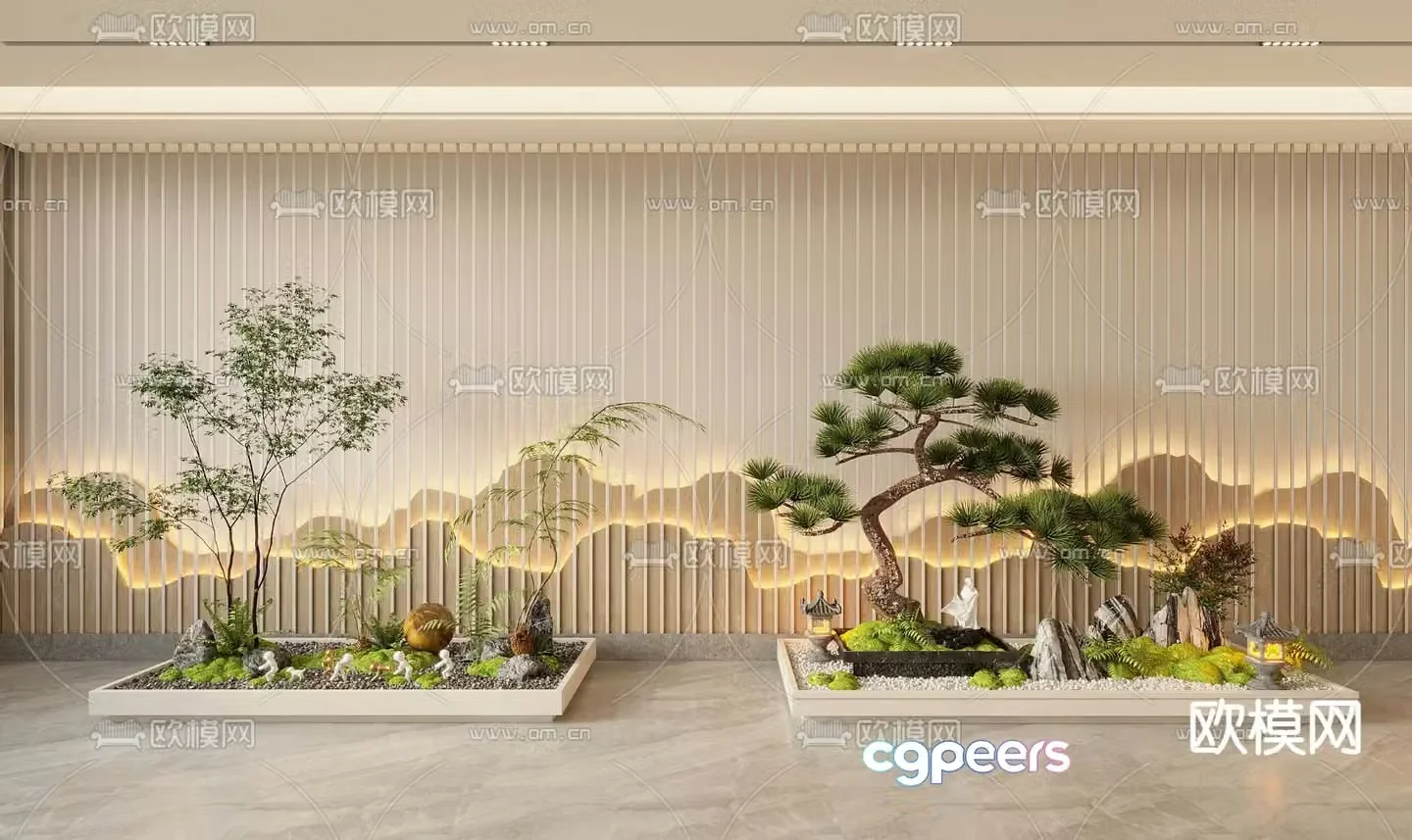 New Chinese style interior landscape 3D model