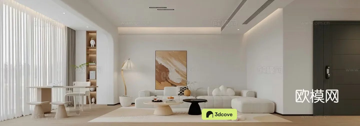 Cream style Living and dining room