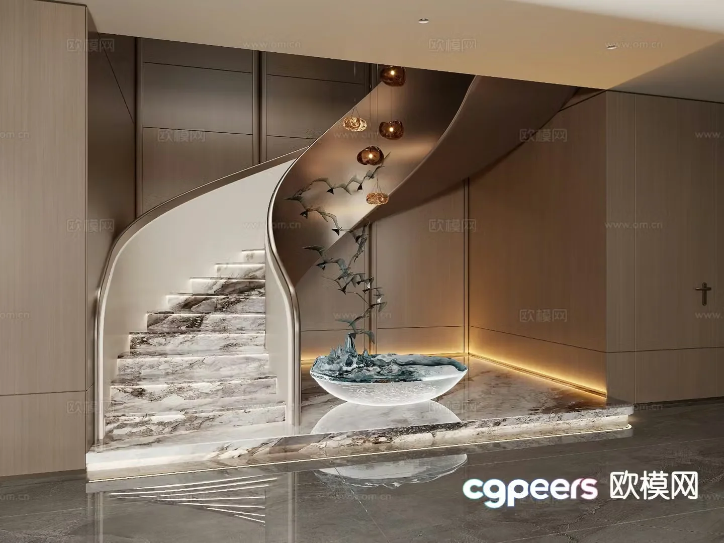 Light luxury stairwell 3D model
