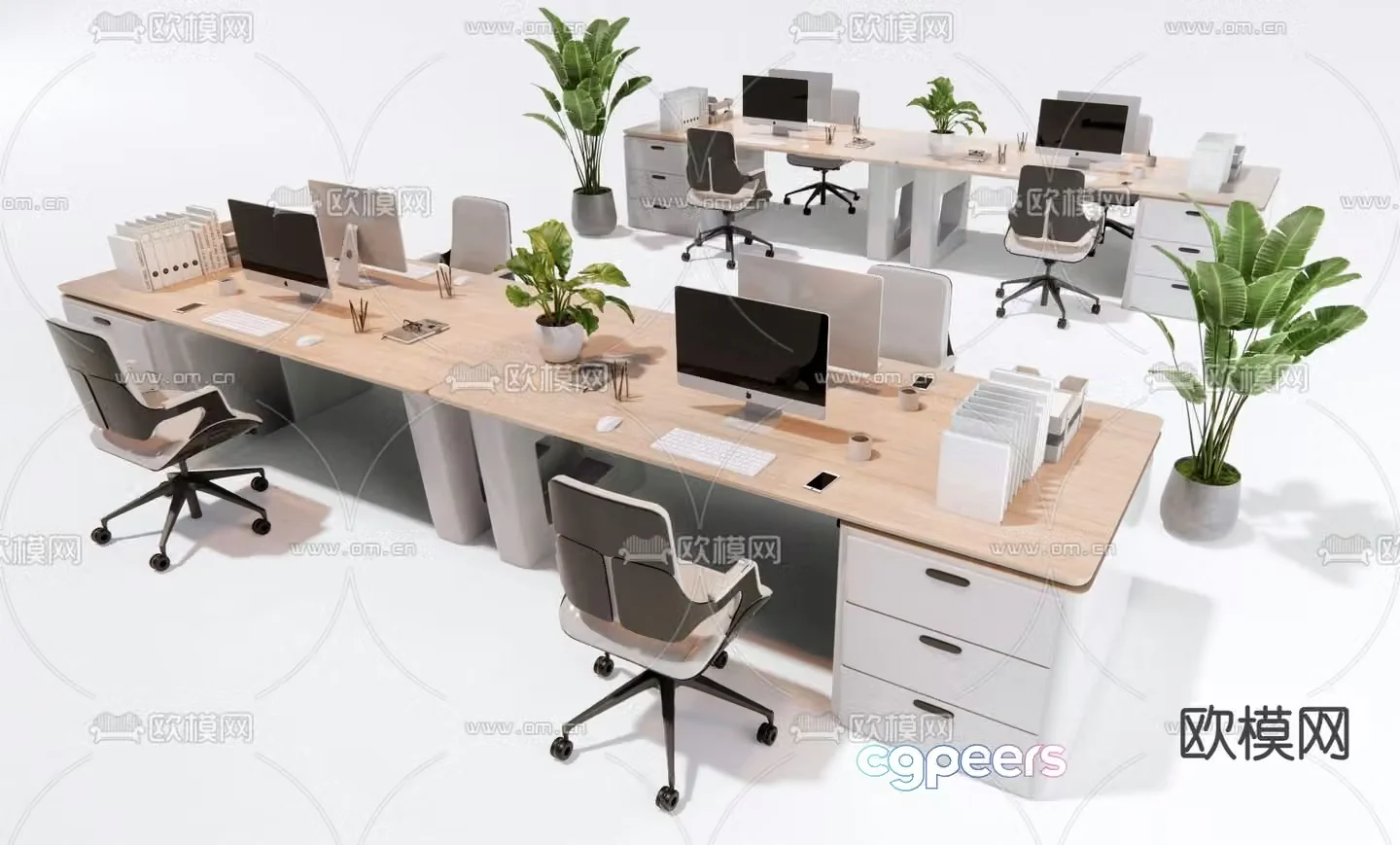 Office desk and chair position workstation 3d model