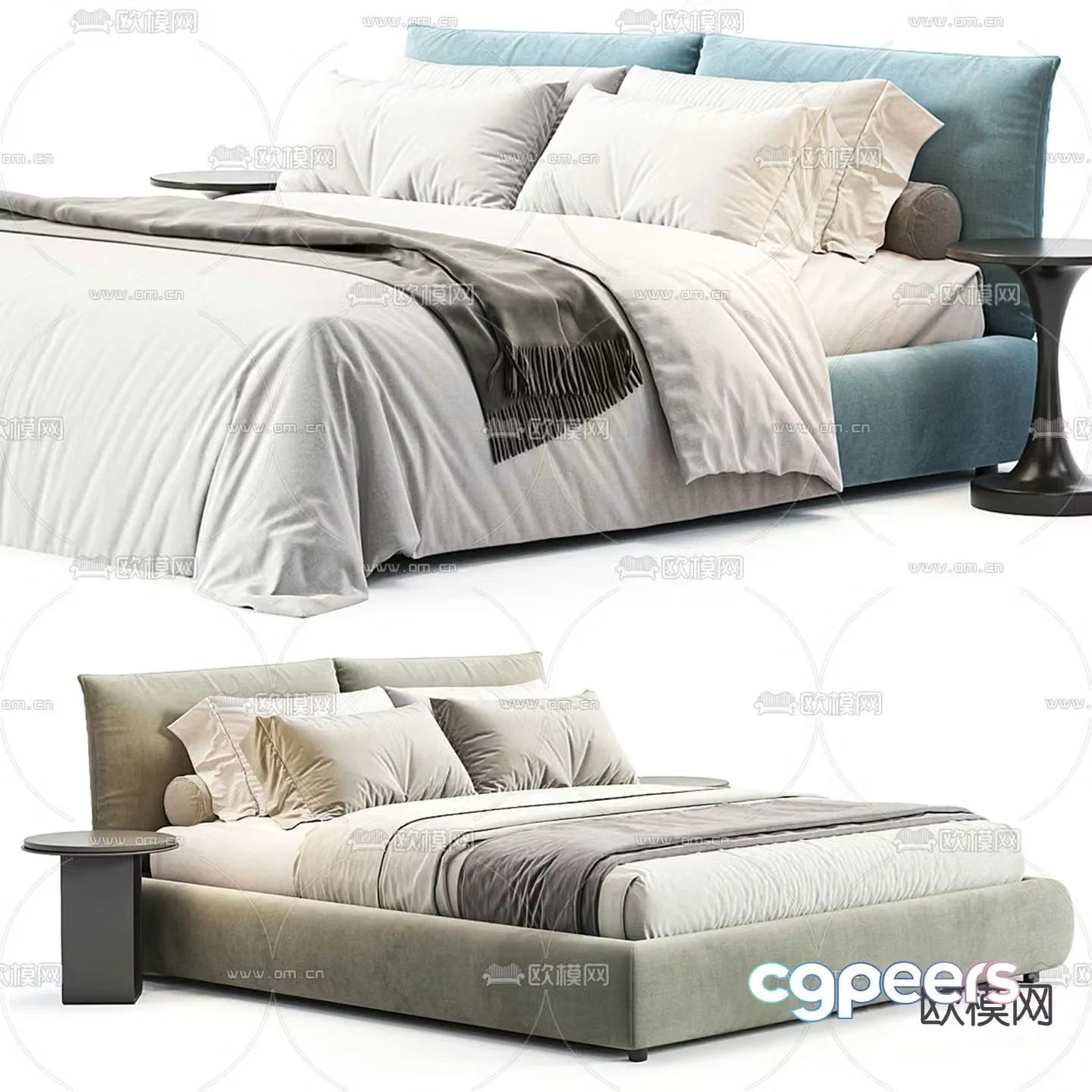 Modern double bed 3d model