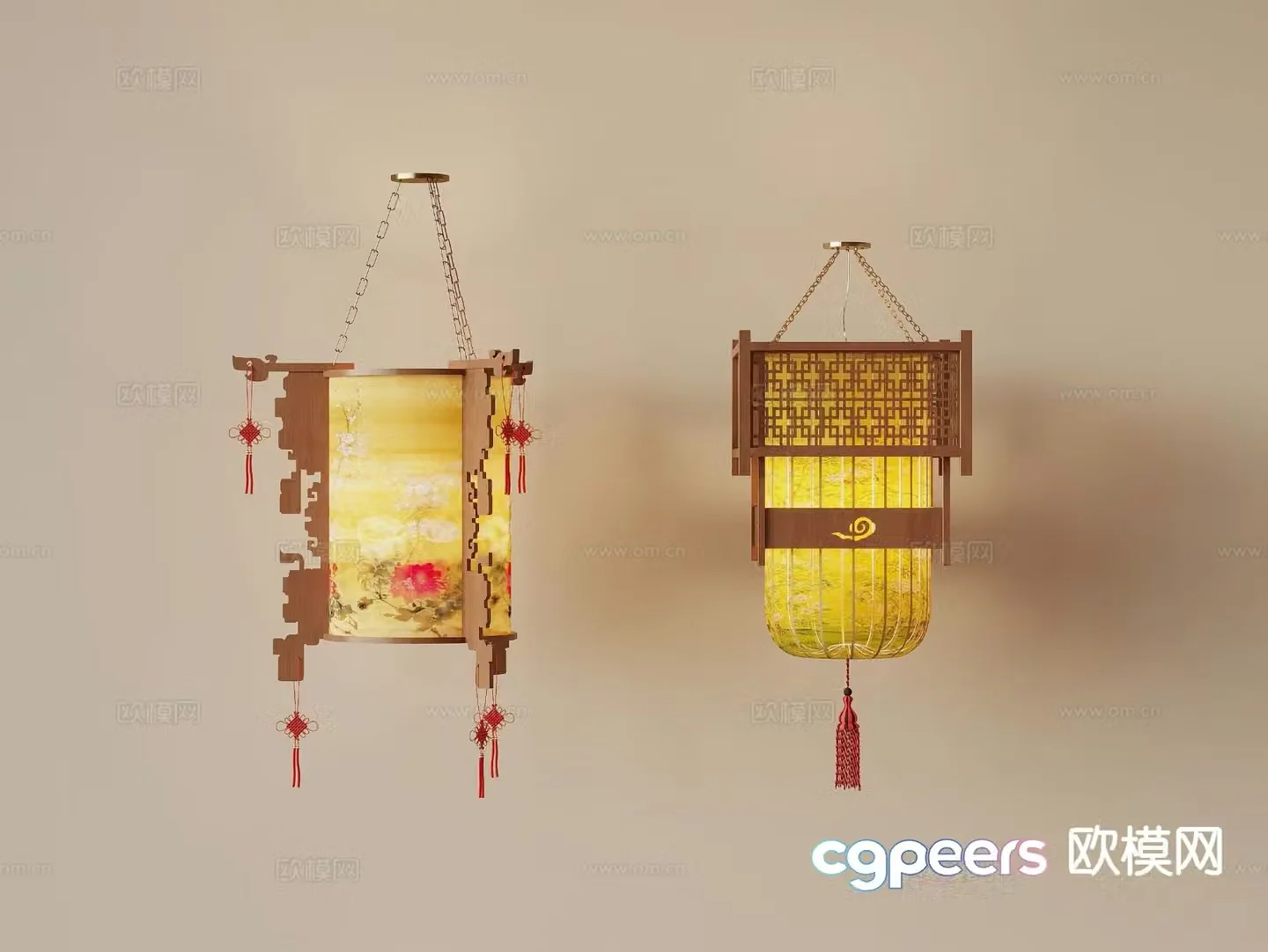 New Chinese style decorative lamp antique lantern 3d model
