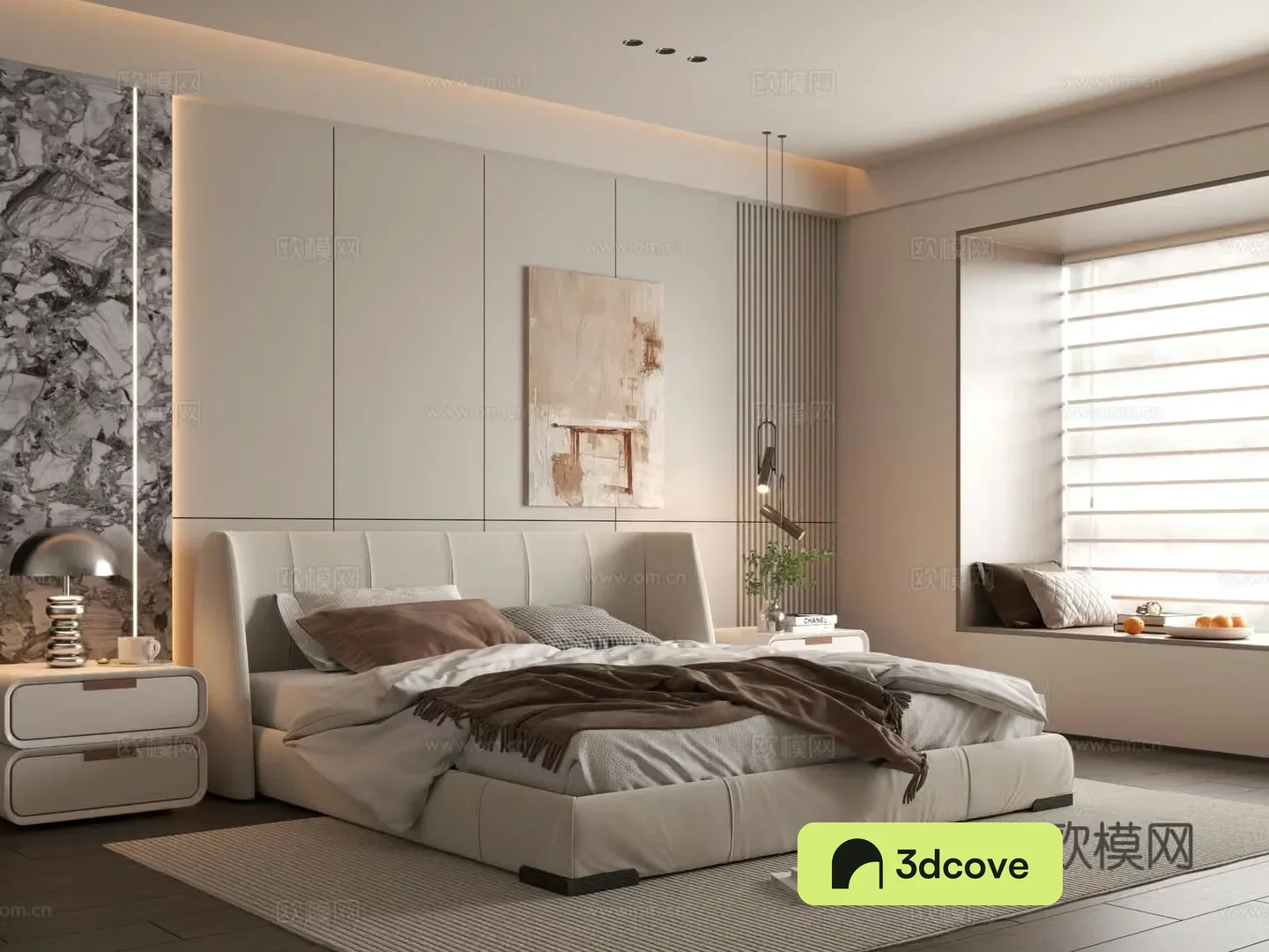 Modern bedroom Simple bedroom Bedding combination Bedroom background wall