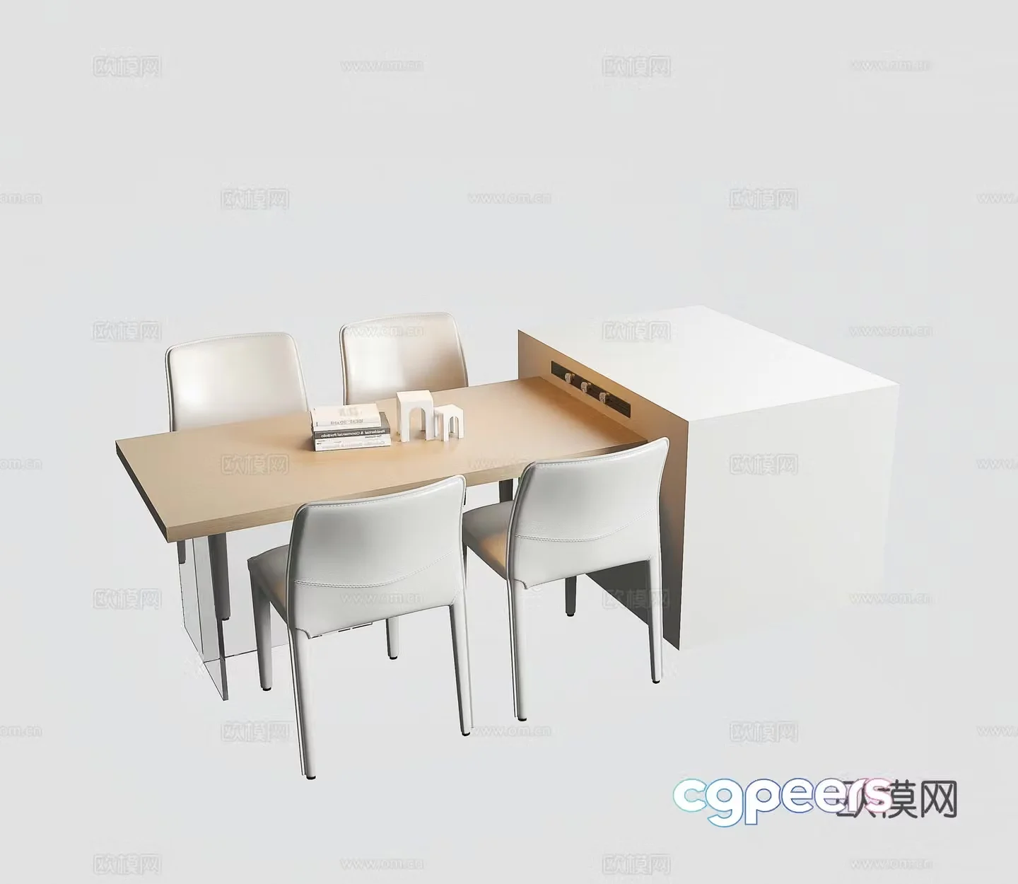 Modern island table and chairs Modern dining table and chairs Rectangular dining table and chairs 3D model