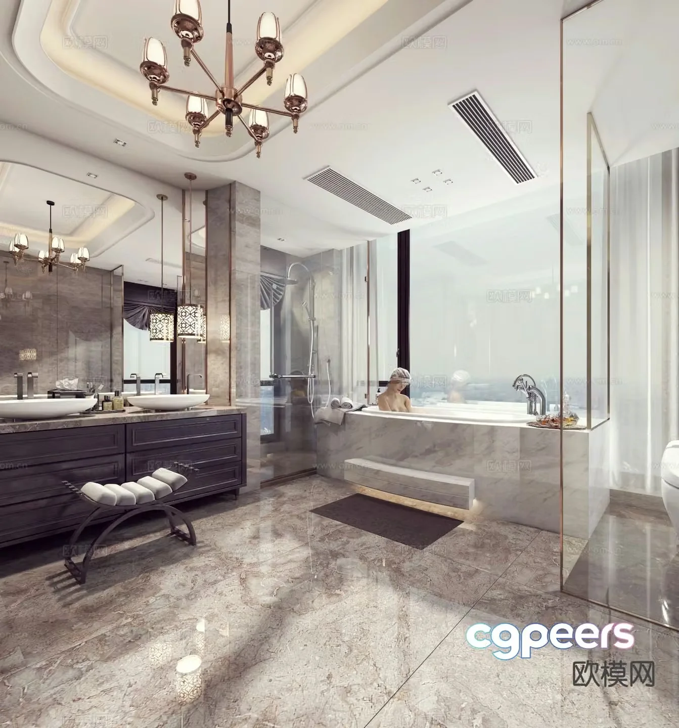 Modern bathroom bathroom toilet 3d model