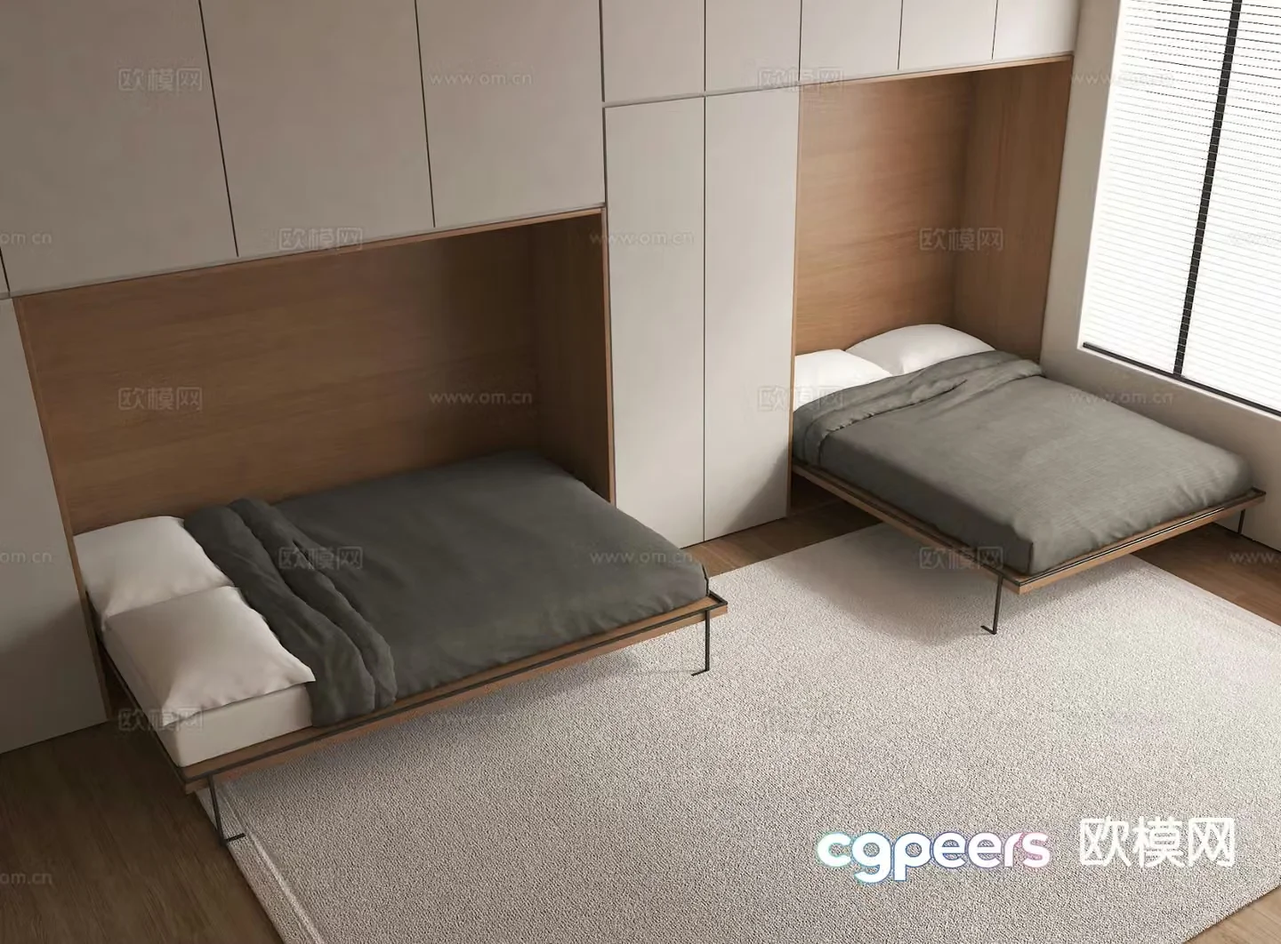 Modern invisible bed folding bed cabinet bed sofa bed 3d model