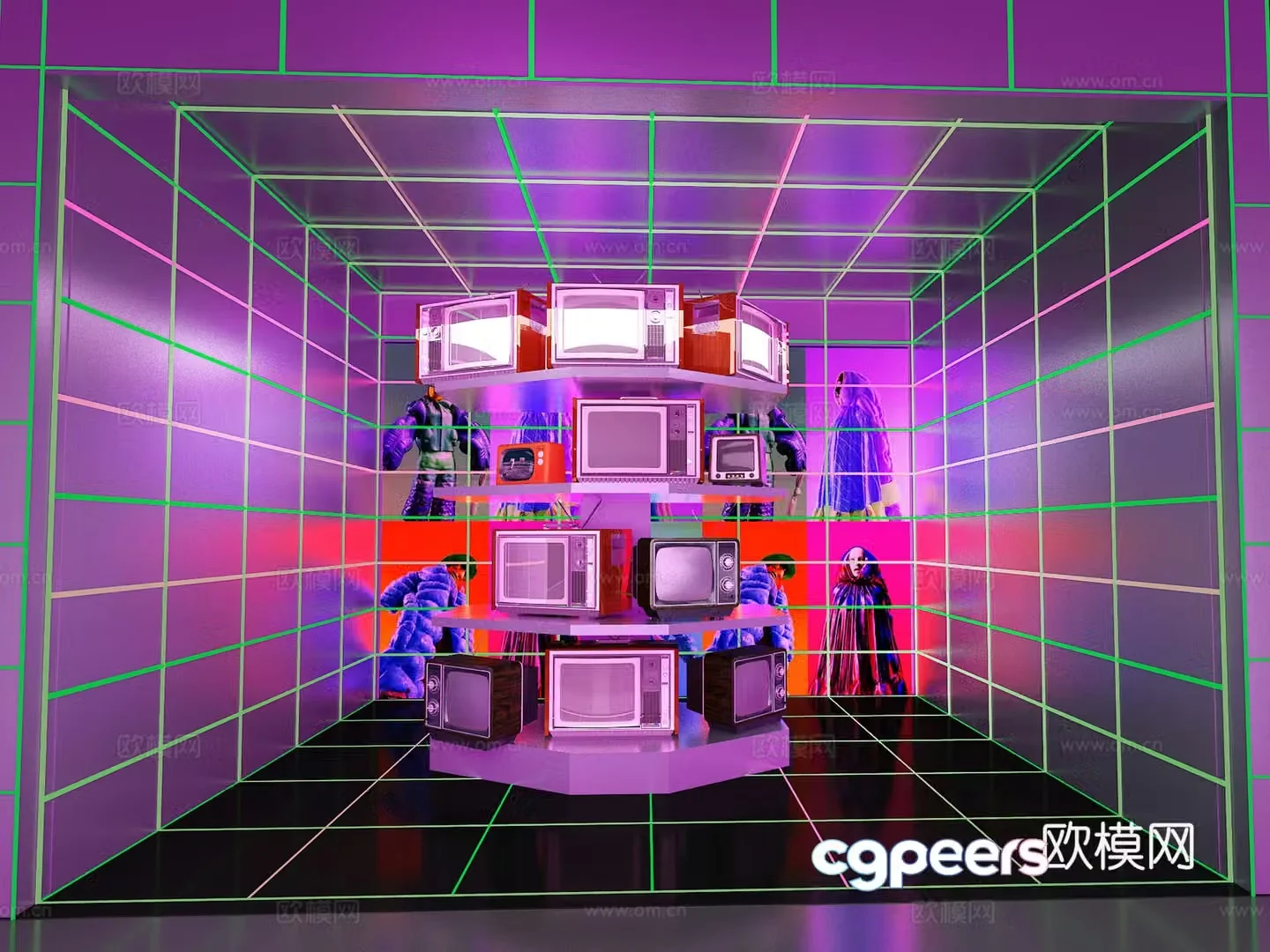 Metaverse Style Cyberpunk Retro TV Photo Check-in 3D Model