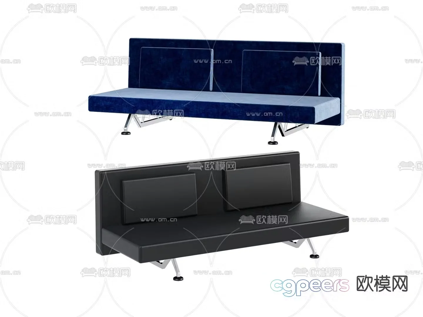 3d model of double sofa