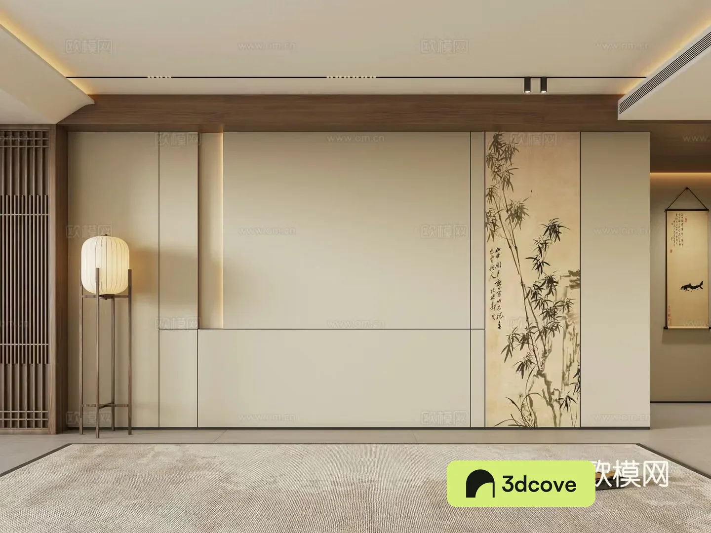 Zen new Chinese style living room sofa background wall