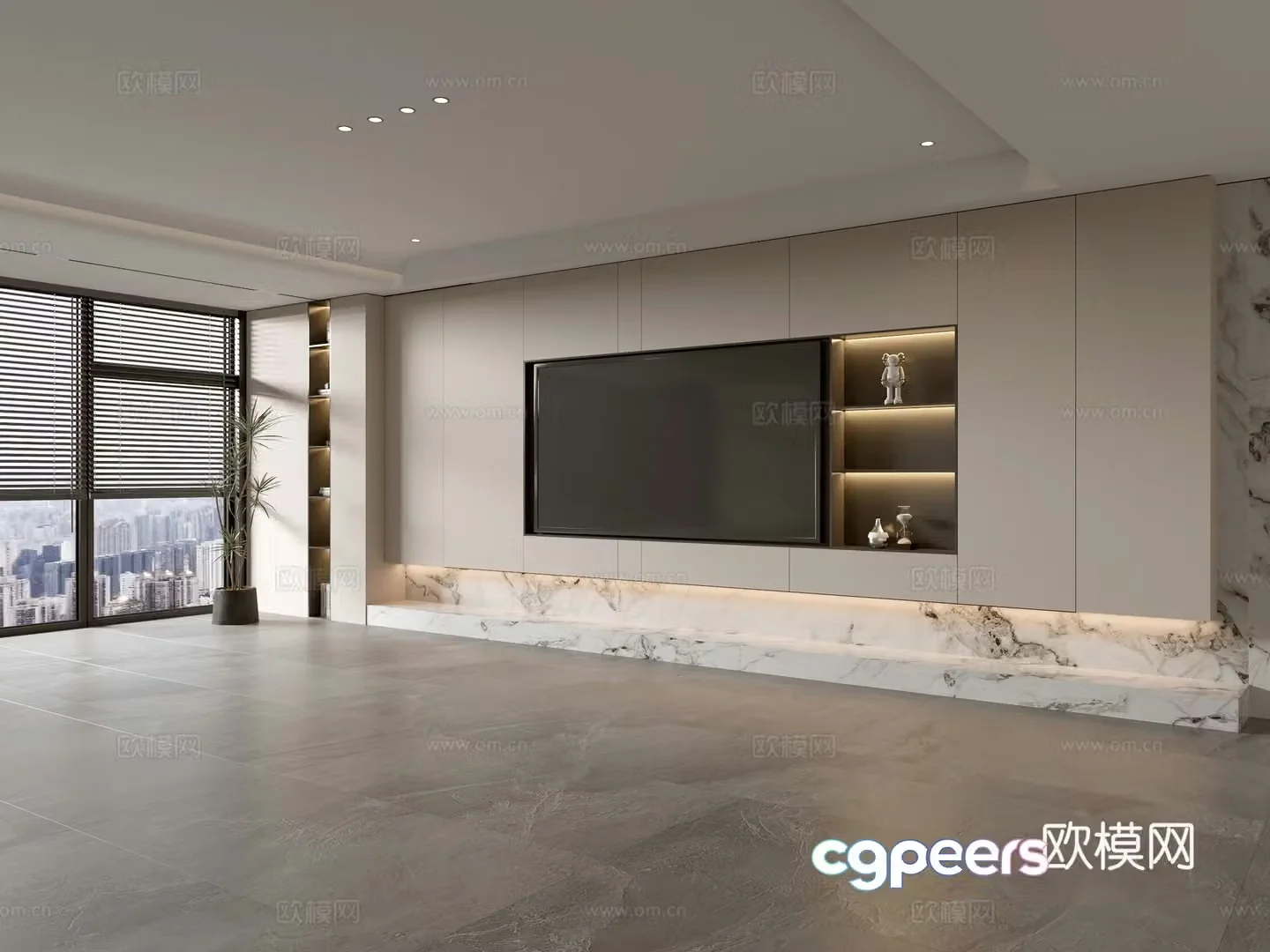 Modern Italian living room light luxury TV background wall full wall TV cabinet 3D model