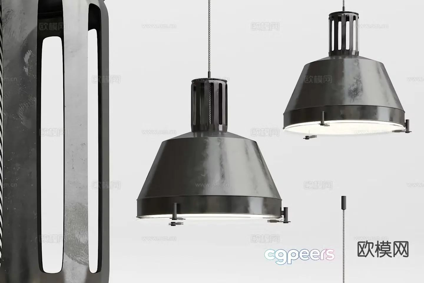 Industrial style black chandelier 3d model