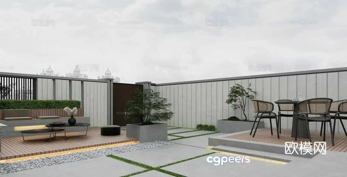 Modern minimalist home garden 3d model