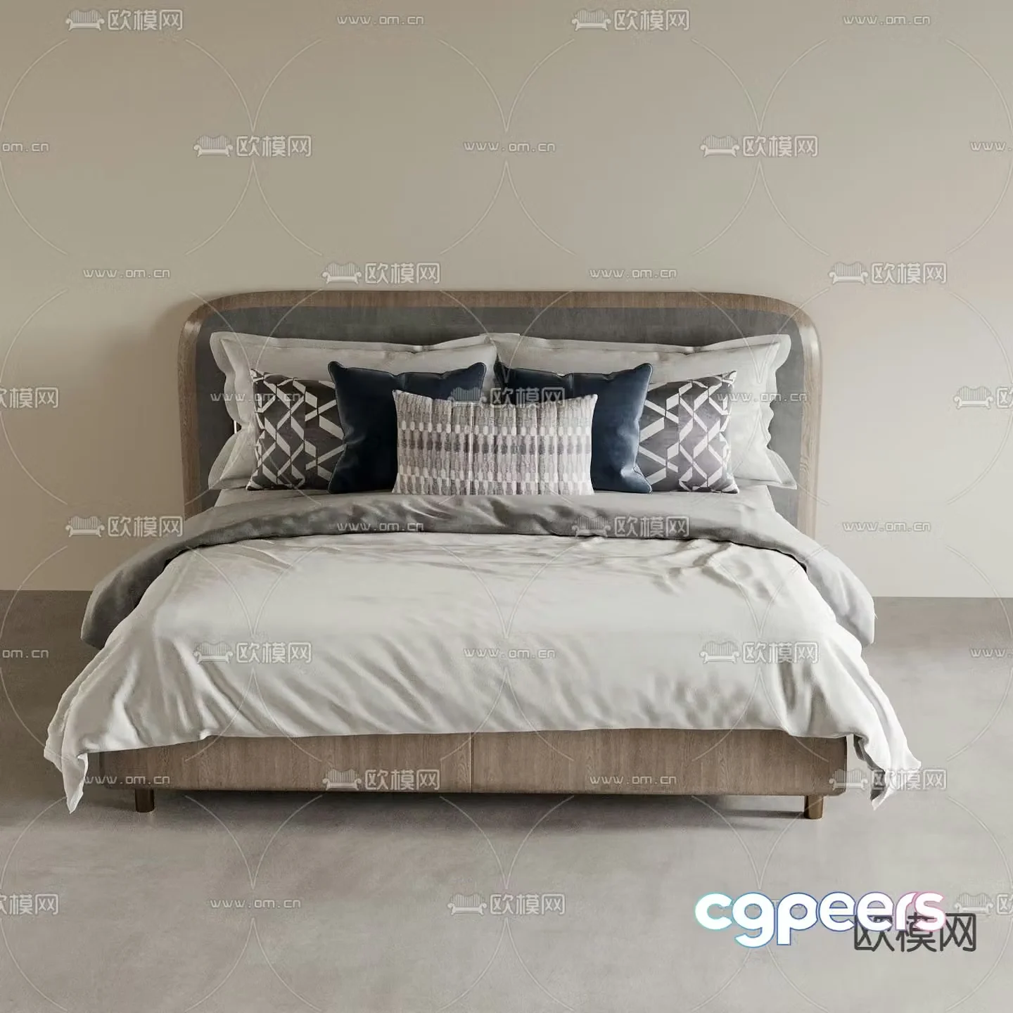 Wabi-sabi double bed 3d model