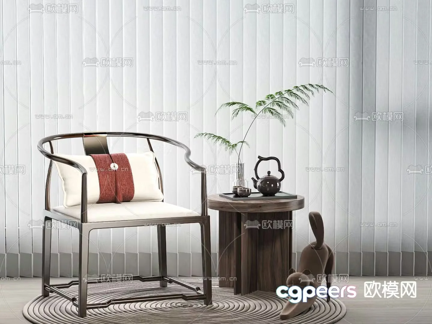 New Chinese style chair armchair 3d model