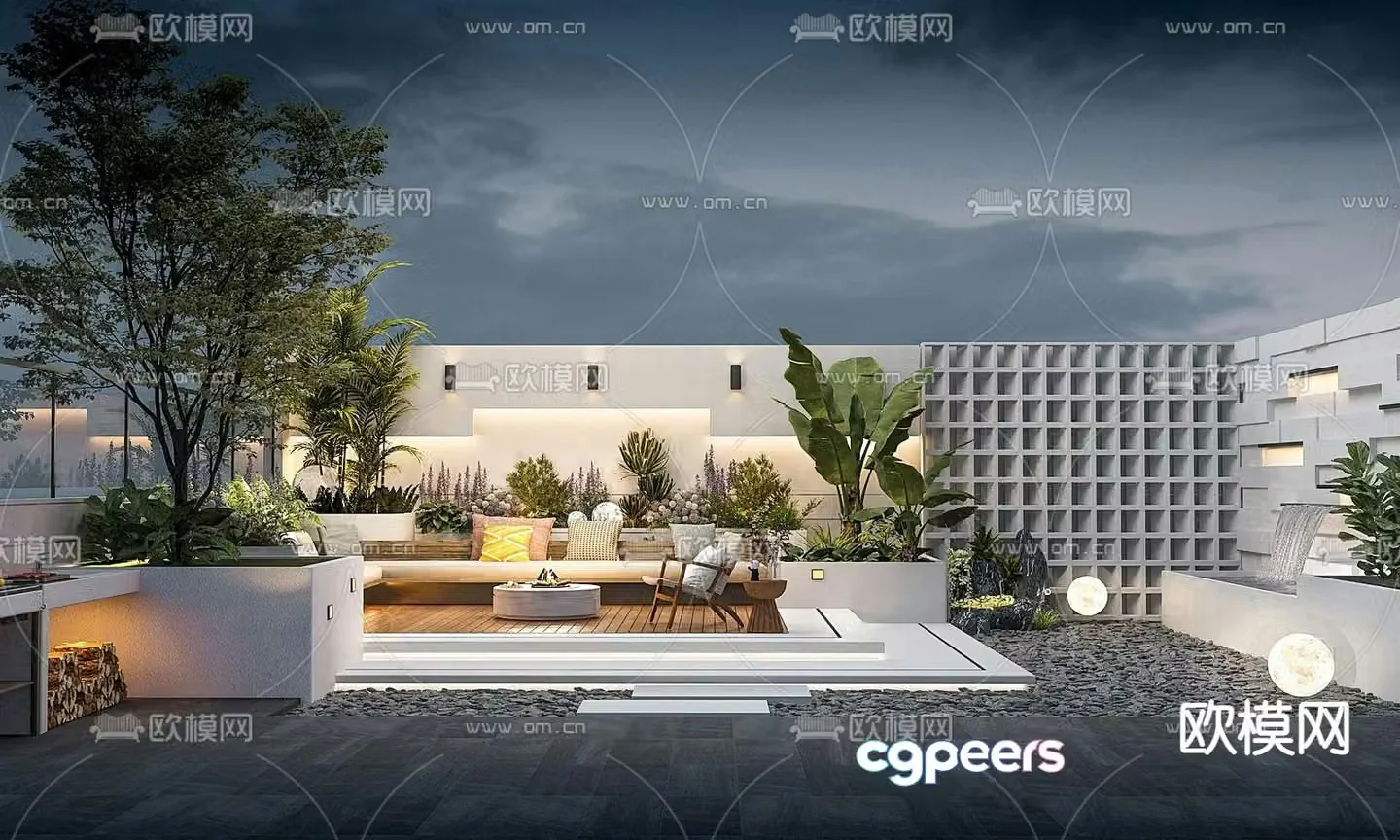 Roof Garden Courtyard Landscape 3d model