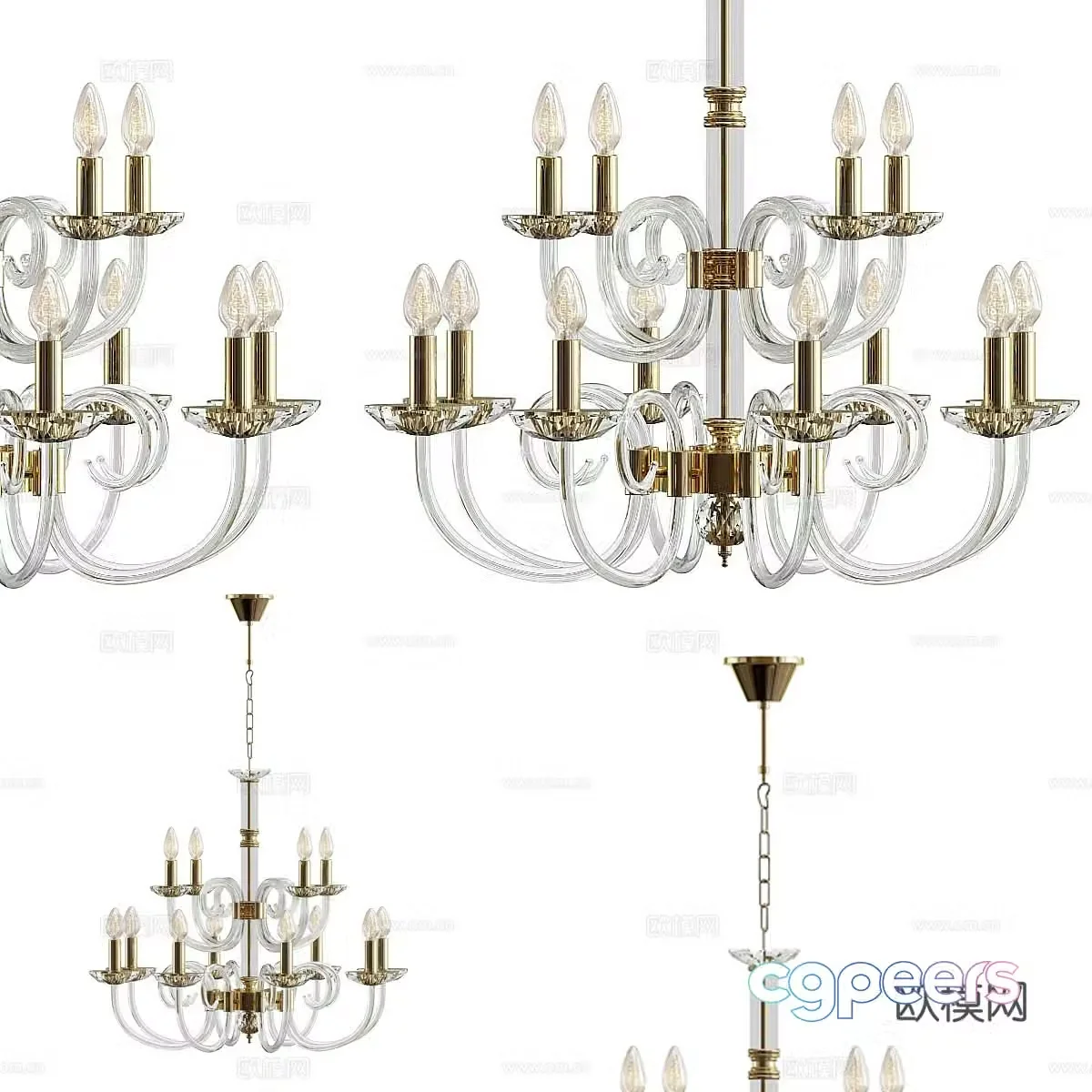 Nordic simple chandeliers chandeliers simple chandeliers light luxury chandeliers glass chandeliers 3D model
