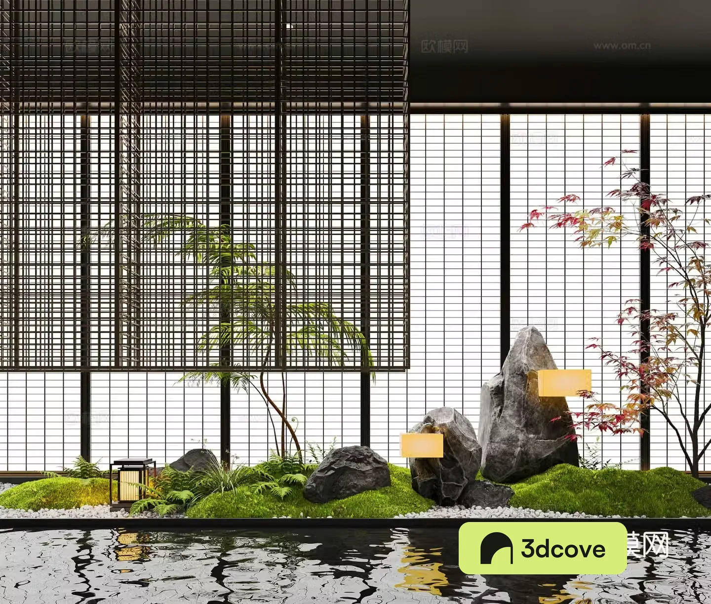 New Chinese-style landscape interior landscape bryophyte landscape stone