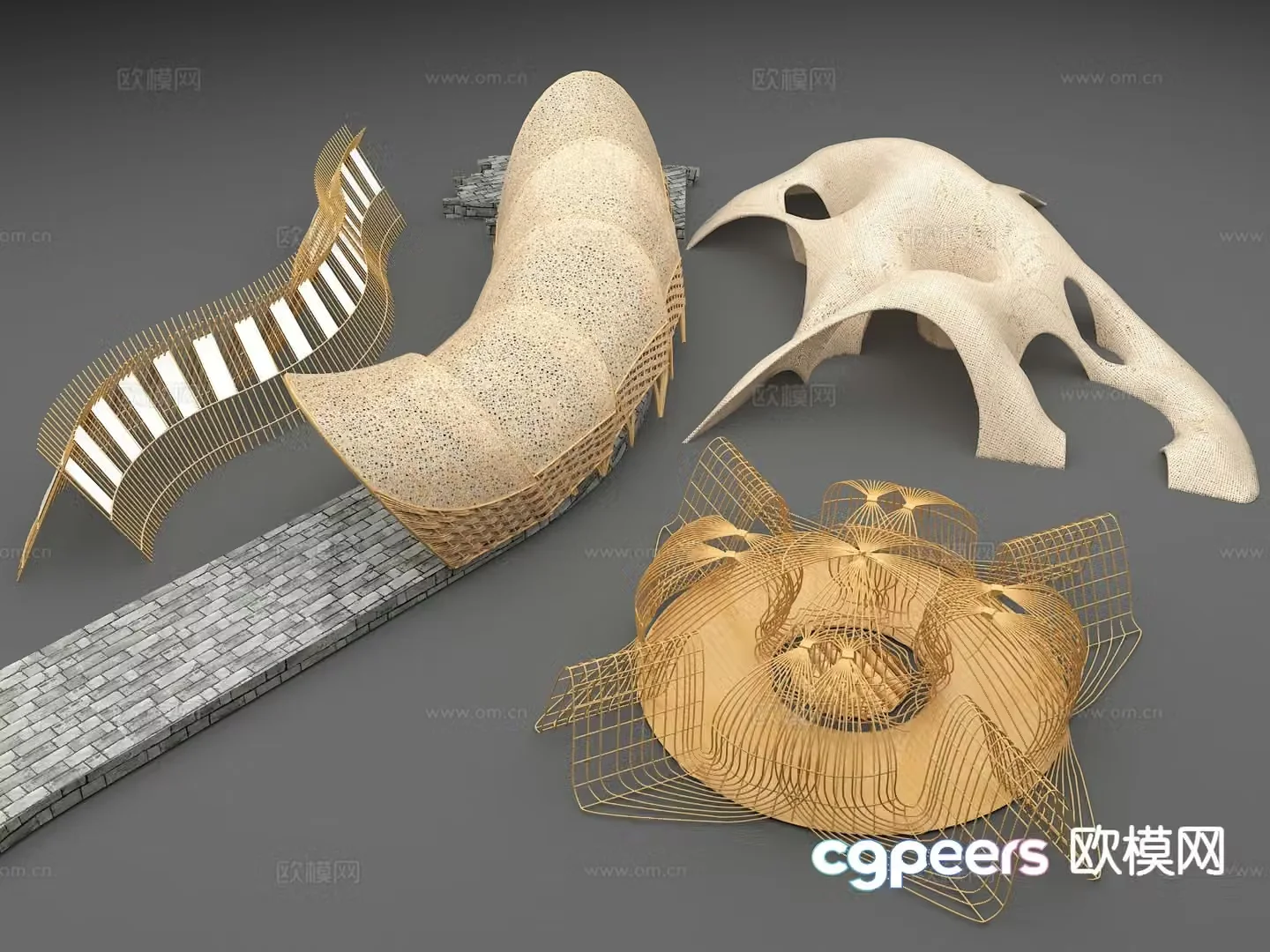 Bamboo gallery frame special-shaped gallery frame 3D model