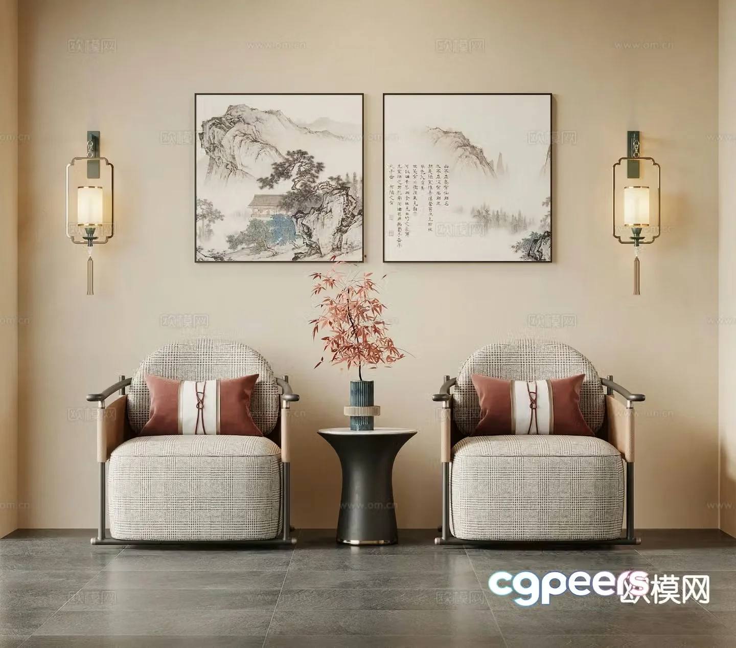New Chinese style leisure sofa 3d model