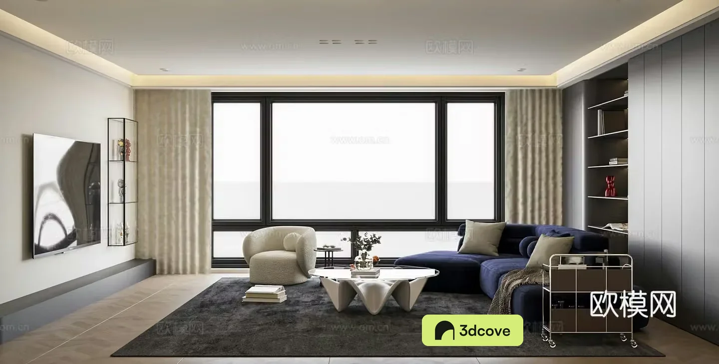 Modern minimalist home living room