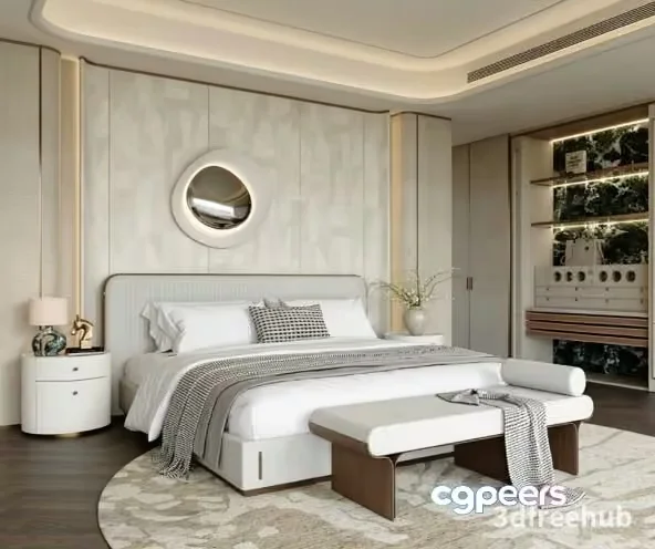 Cozy Modern Bedroom 3D Model – 20804 – VRAY Render