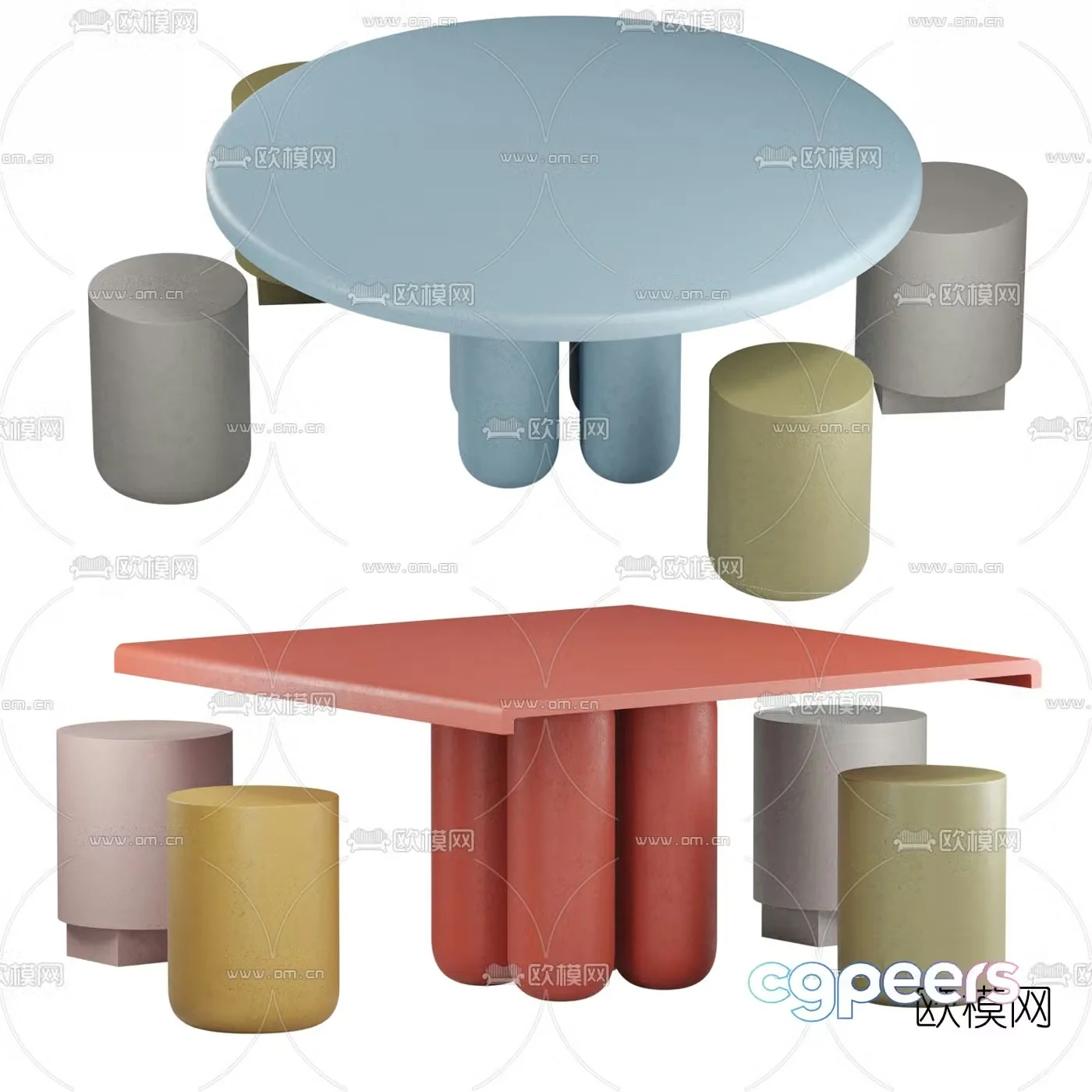 Nordic children’s table and chair 3d model