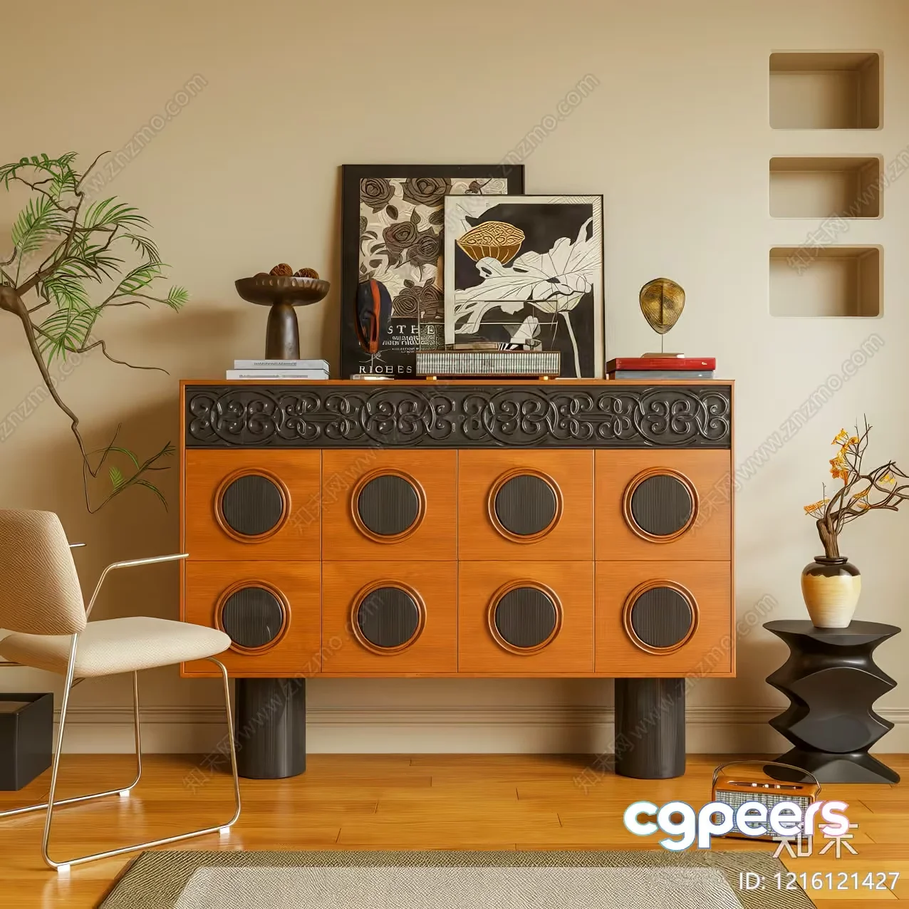 Mid-Century Modern Dresser 3D Model – 15265 – VRAY Render