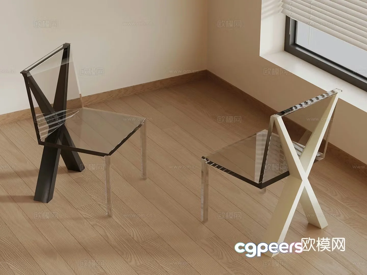 Modern transparent chair without armrests 3d model