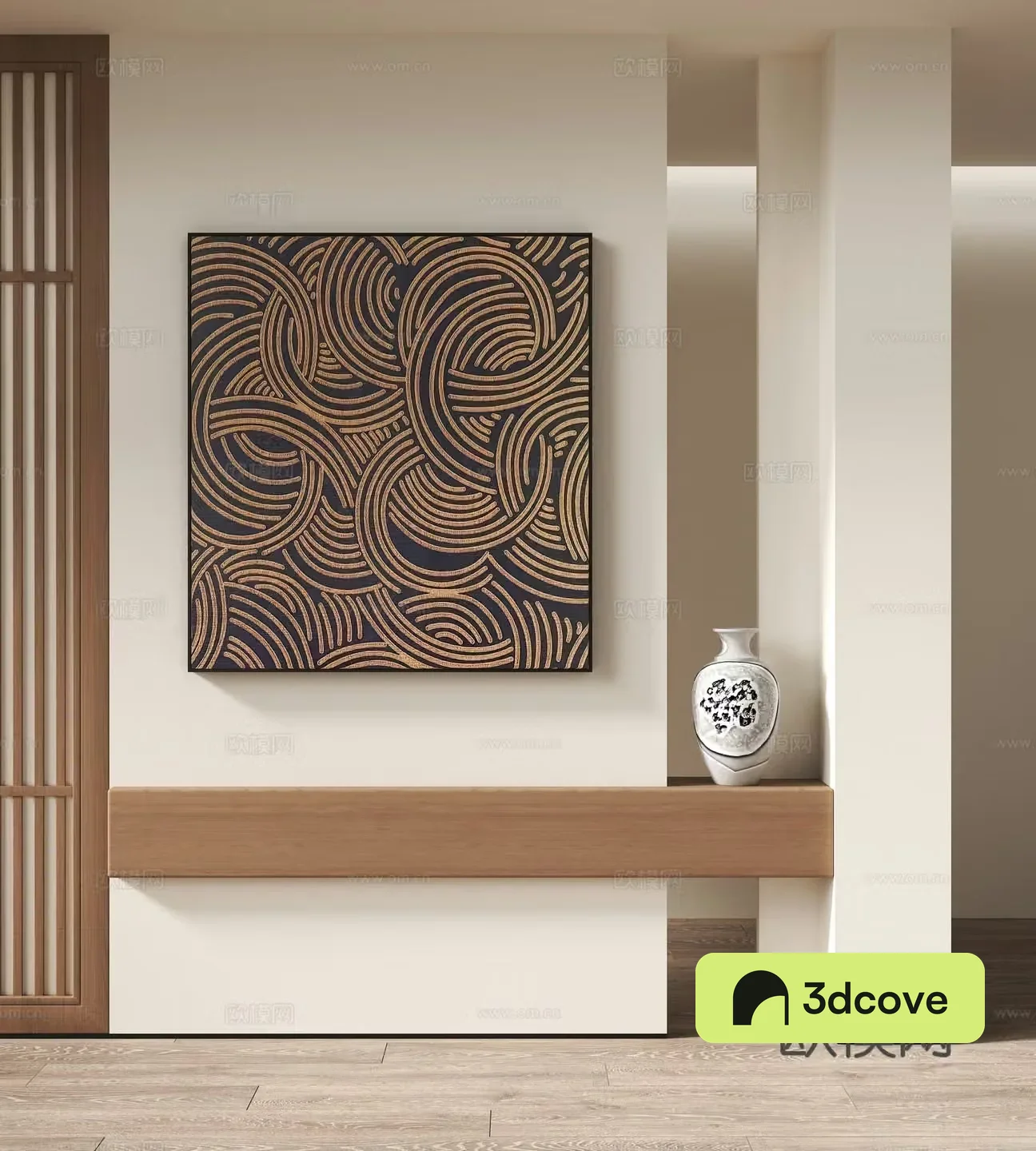 Log wind Wasabi Japanese style Song Dynasty aesthetic decorative hanging painting 3D model