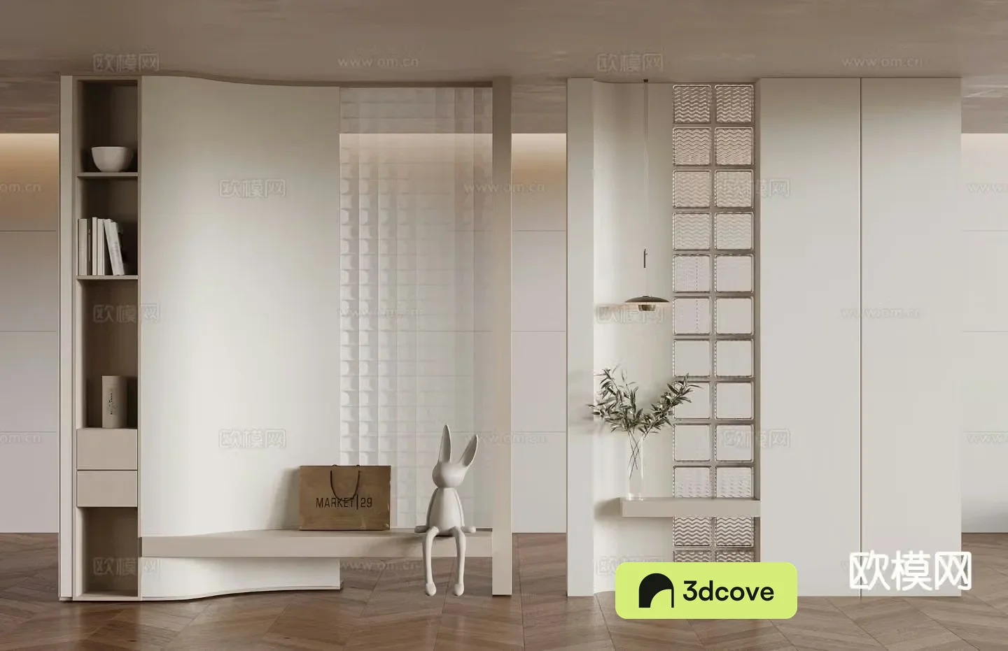 Creamy wind partition entrance partition