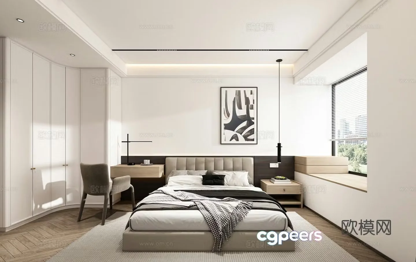 Modern minimalist bedroom master bedroom 3d model