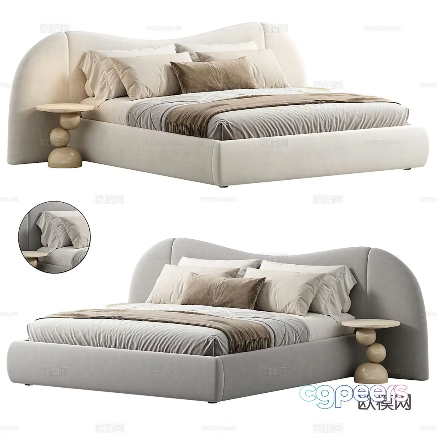 Modern double bed 3d model