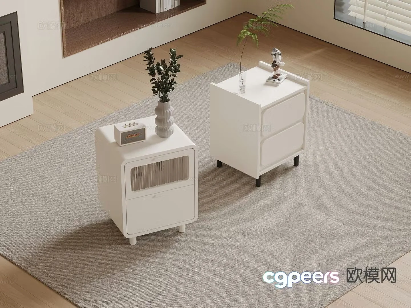 Cream style bedside table 3d model