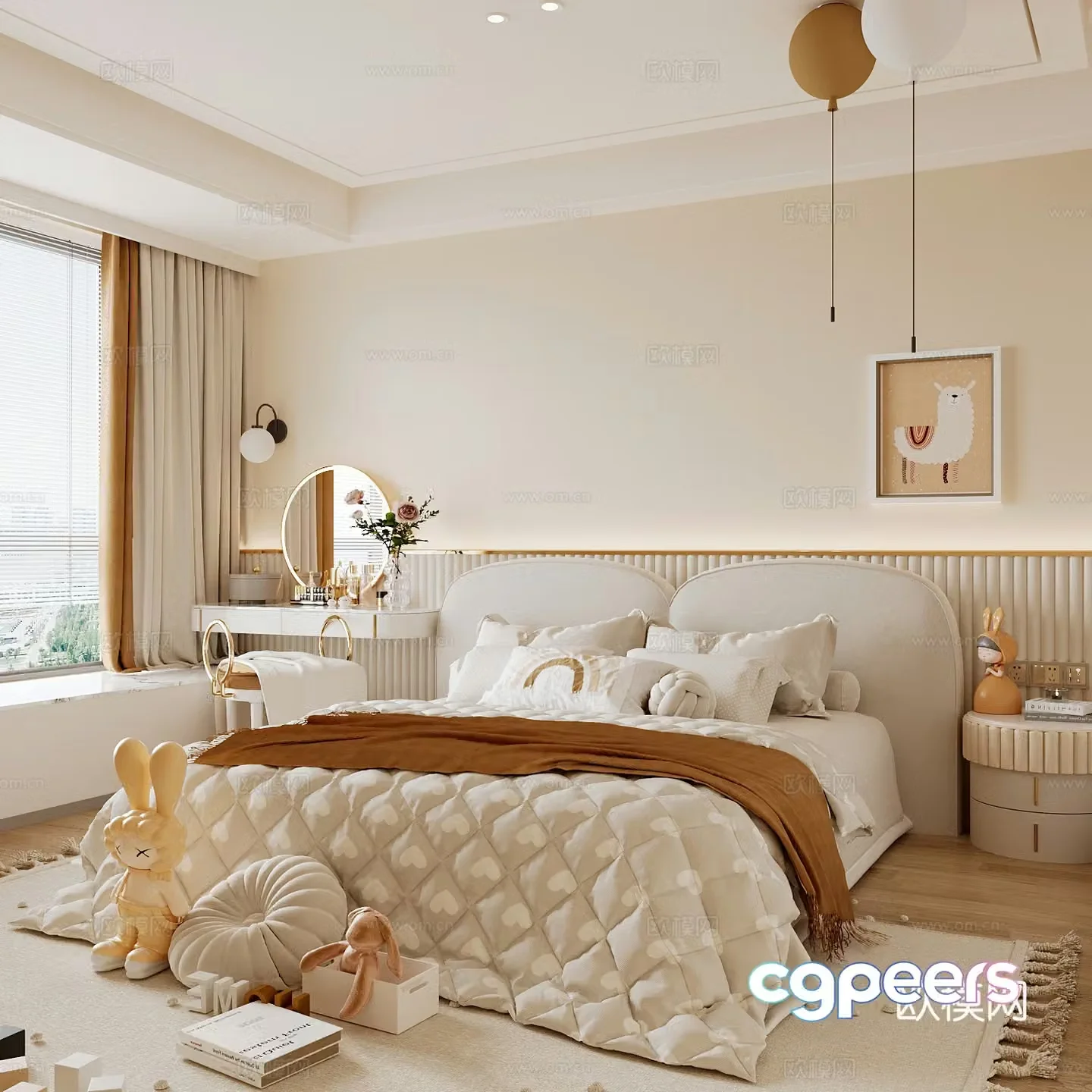 Cream style bedroom master bedroom 3d model