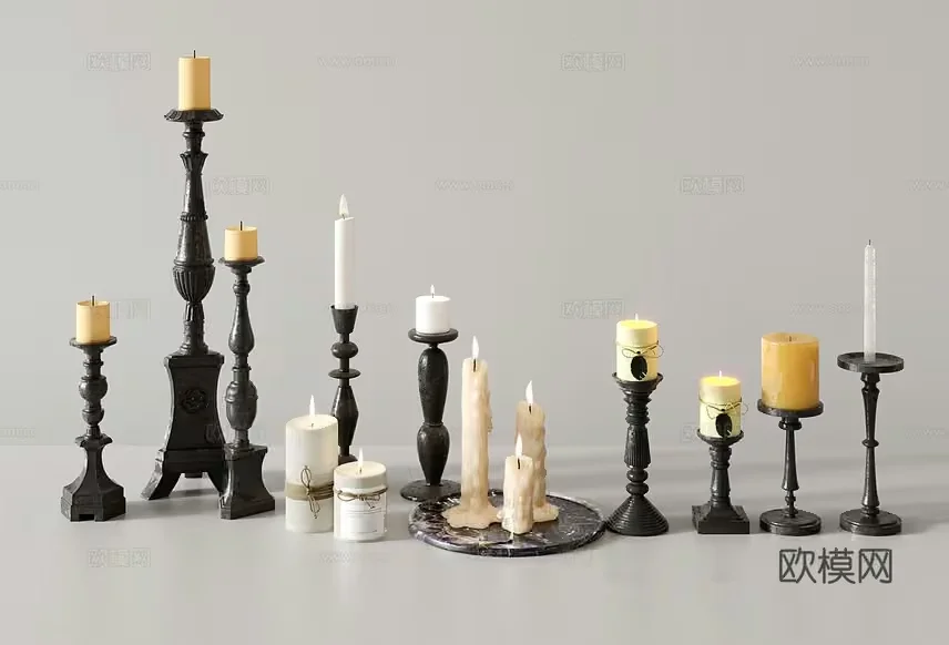 Black Candle Holders 3D Model – 12115 – VRAY Render