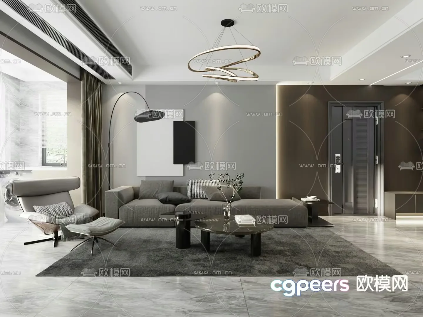 Modern Living Room 3D Model – 19116 – VRAY Render