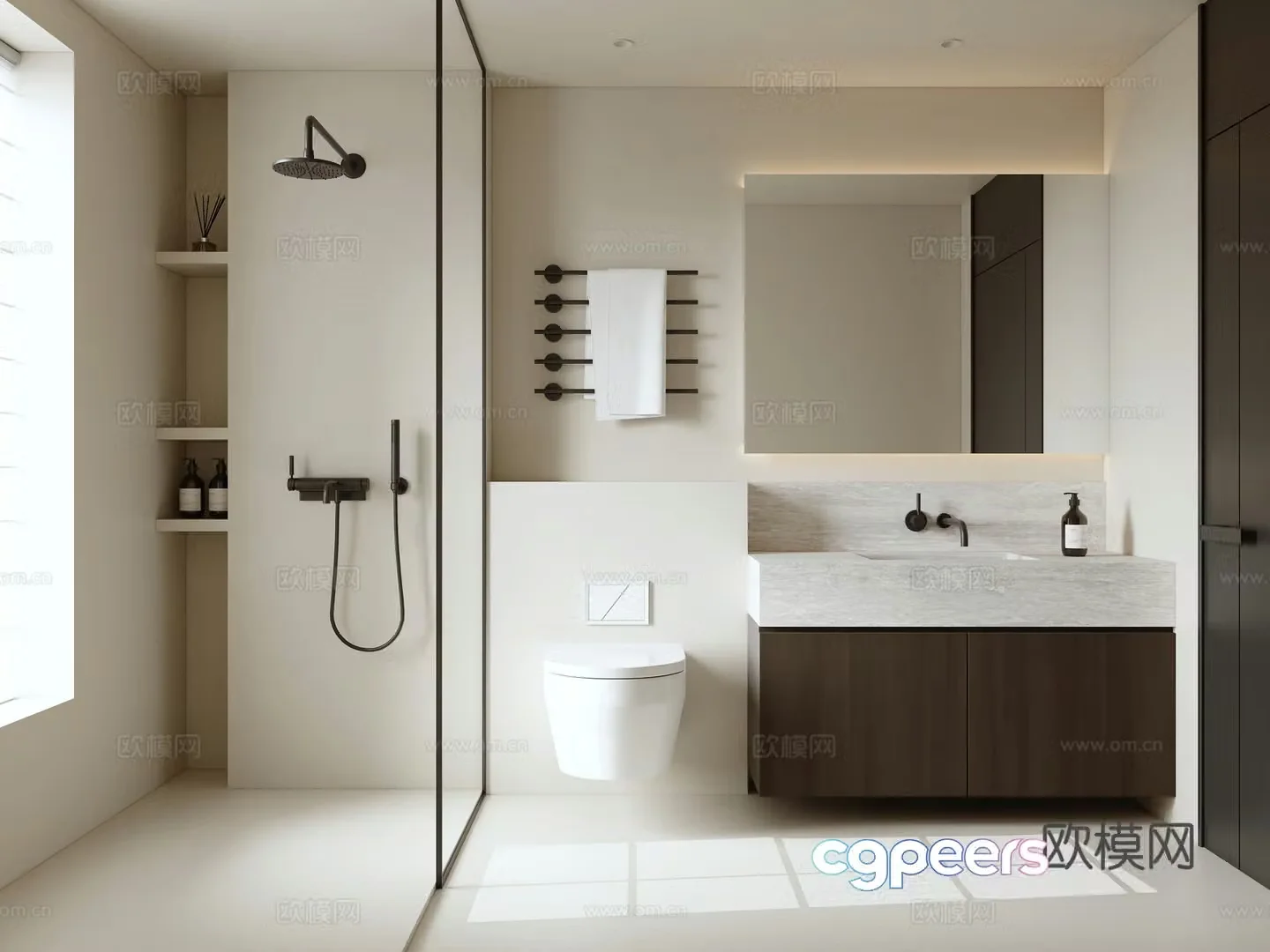 Modern minimalist bathroom 3d model