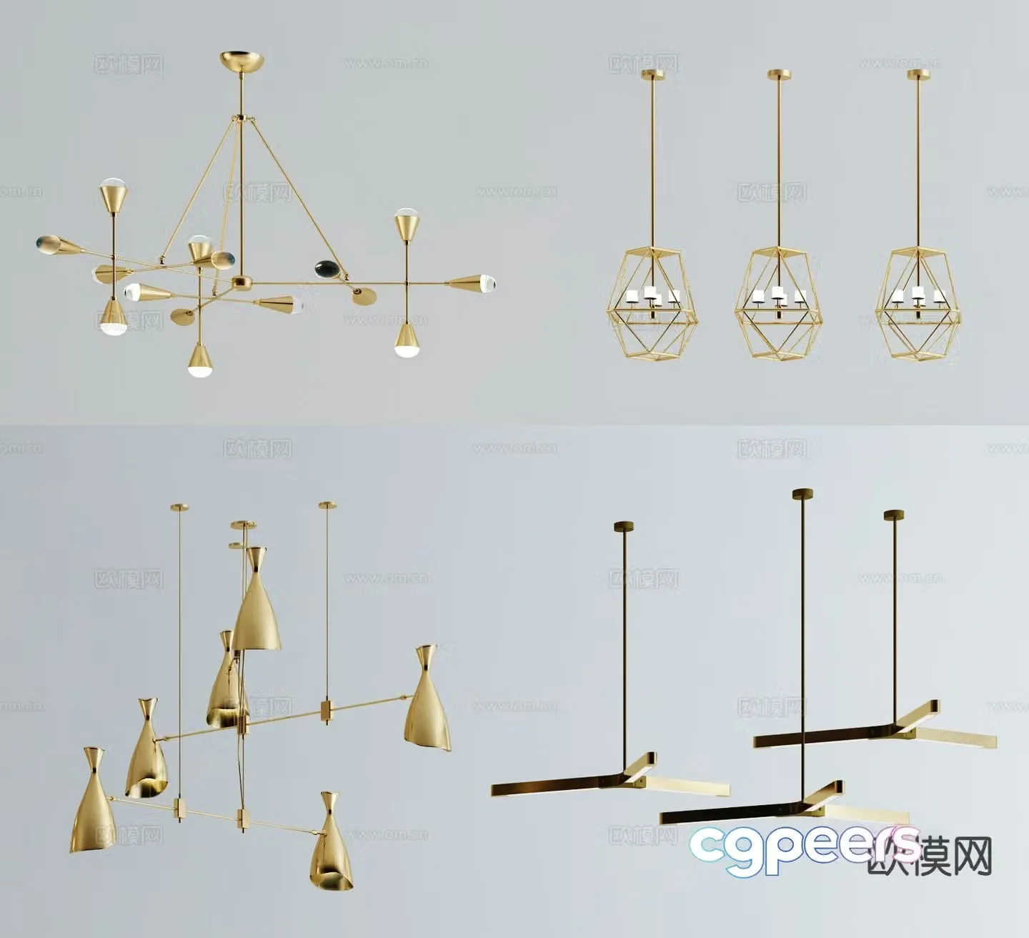 Light luxury chandelier hall chandelier 3d model